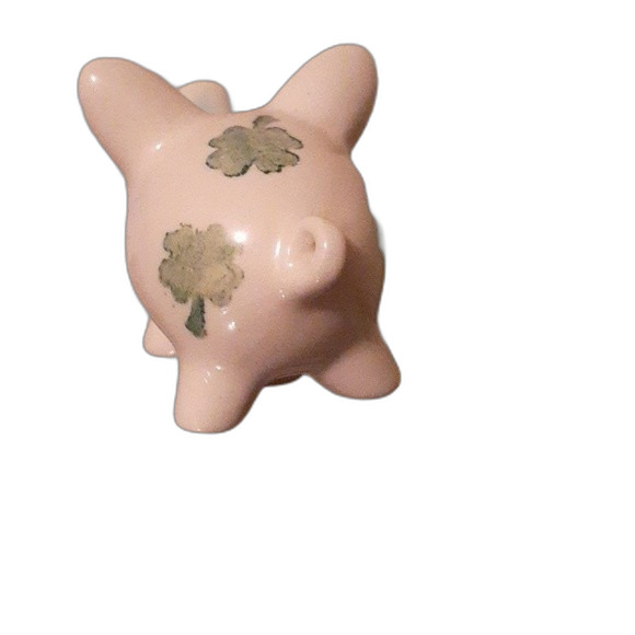 Goebel pig salt shaker white green Shamrock miniature figurine ceramic china - Picture 4 of 5
